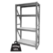 Supplywise's heavy duty steel shelving 455kg per shelf similar to the Castor And Ladder grey heavy-duty steel shelving unit with four adjustable shelves.