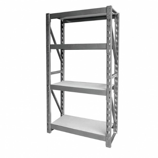 Supplywise heavy duty steel shelving 455kg per shelf similar to the Castor And Ladder grey heavy-duty steel shelving unit with four adjustable shelves.