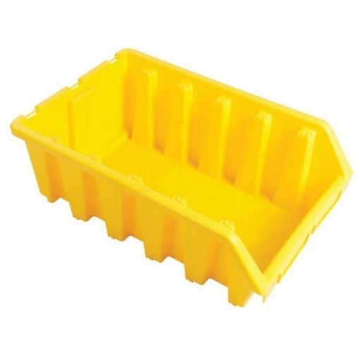 Supplywise wall-mountable stackable plastic storage bins similar to the Caslad yellow stackable wall-mountable plastic storage bin with label slot