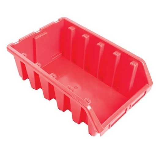 Supplywise Heavy-duty wall-mountable stackable plastic storage bin for warehouse similar to the Castor And Ladder red wall-mountable stackable plastic storage bin with label slot