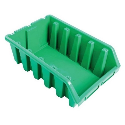 Supplywise industrial wall-mountable stackable storage bins similar to the Adendorff green wall-mountable stackable plastic storage bin with label slot