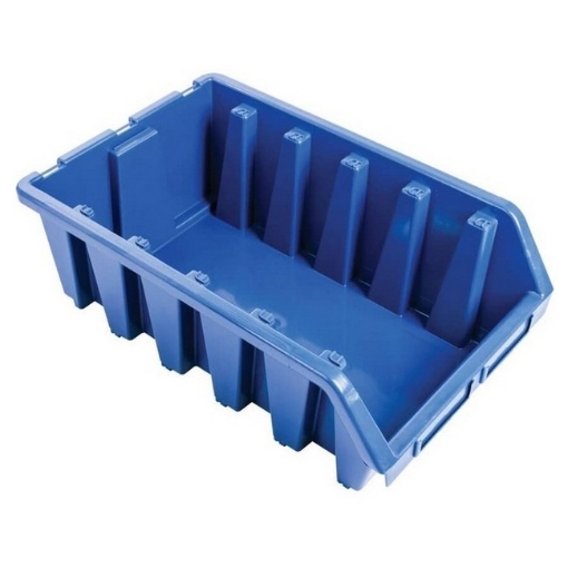 Supplywise stackable wall-mountable plastic storage bins with label holder similar to the Makro blue stackable wall-mountable plastic storage bin with label
