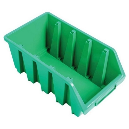 Supplywise industrial wall-mounted stackable storage bins similar to the Builders Warehouse green stackable wall-mount plastic storage bin with label slot.