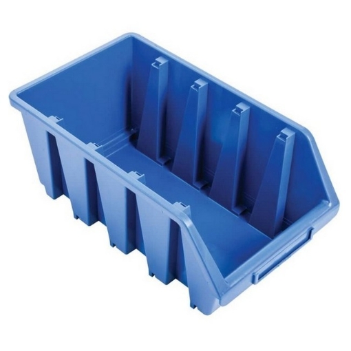 Supplywise wall-mountable stackable plastic storage bins similar to the Game blue wall-mountable, stackable plastic storage bin with label holder