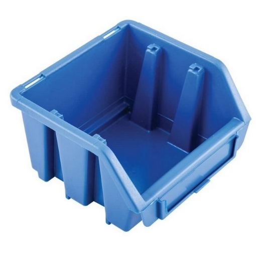 Supplywise wall-mountable stackable plastic storage bins similar to the Caslad blue wall-mountable stackable plastic storage bin with label slot