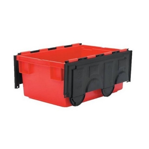 Supplywise heavy-duty euro container with lid 49.5L similar to the Linvar red and black nestable euro container with lid, 49.5l.