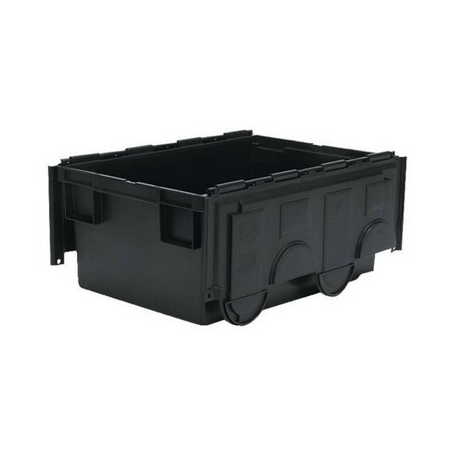 Supplywise heavy-duty nestable euro container with lid 49.5 litre similar to the Sa Ladder black heavy-duty 49.5 litre nestable euro container with lid.