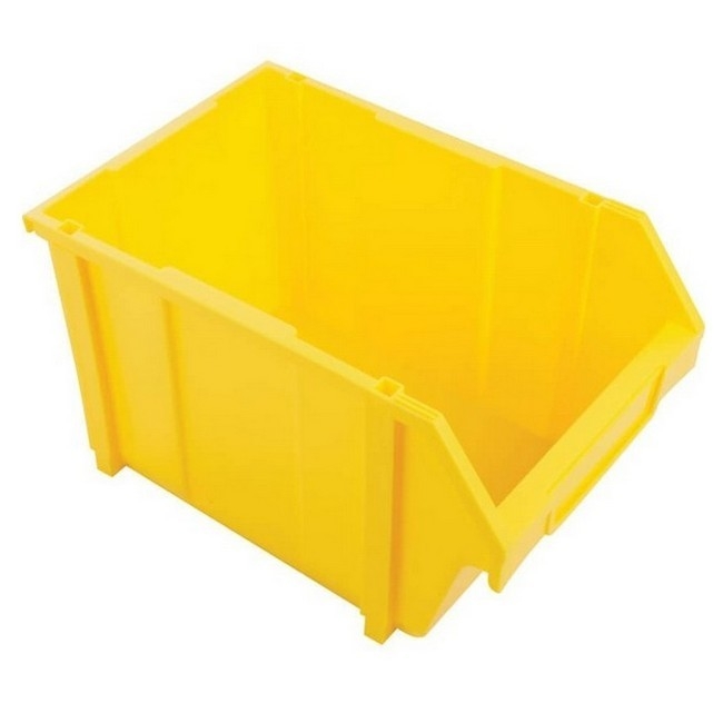Supplywise industrial louvre panel storage bins similar to the Leroy Merlin yellow plastic louvre panel bin, stackable, 280×425×260 mm