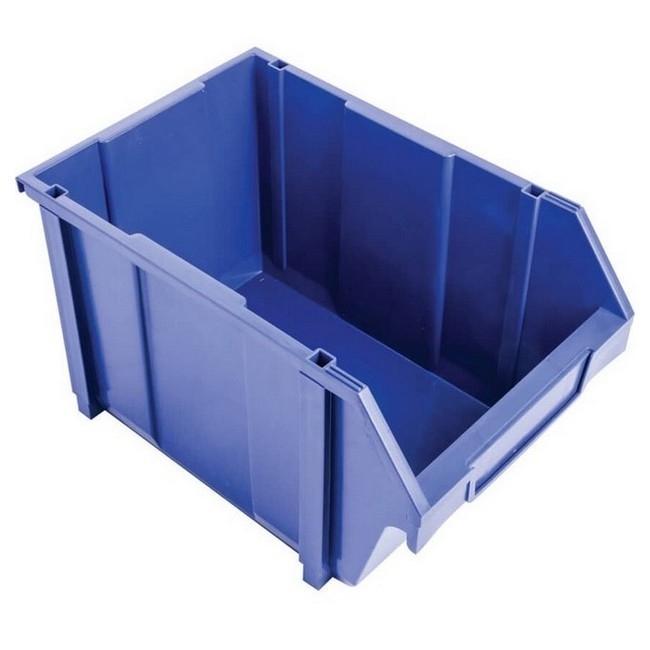 Supplywise louvre panel storage bins similar to the Game blue plastic interlocking louvre panel storage bin.