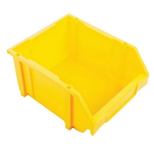 Supplywise louvre panel hanging storage bins for warehouses similar to the Mica yellow interlocking plastic louvre-panel storage bin, stackable.