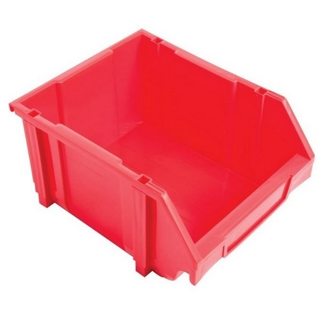 Supplywise stackable louvre panel storage bin similar to the Adendorff red interlocking plastic louvre panel storage bin.
