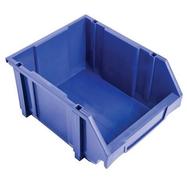 Supplywise interlocking louvre panel storage bins similar to the Caslad blue interlocking stackable louvre-panel storage bin