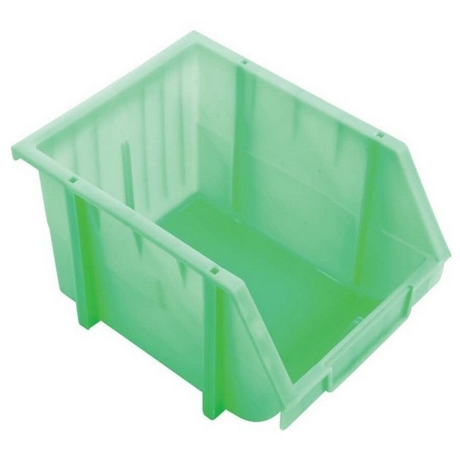 Supplywise stackable louvre panel storage bins similar to the Castor And Ladder green interlocking plastic louvre-panel storage bin