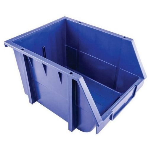 Supplywise louvre panel storage bin similar to the Leroy Merlin blue interlocking plastic louvre-panel storage bin, 214 x 285 x 175mm