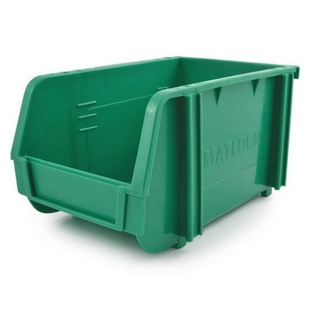Supplywise stackable louvre panel storage bins similar to the Linvar green stackable interlocking louvre panel storage bin.