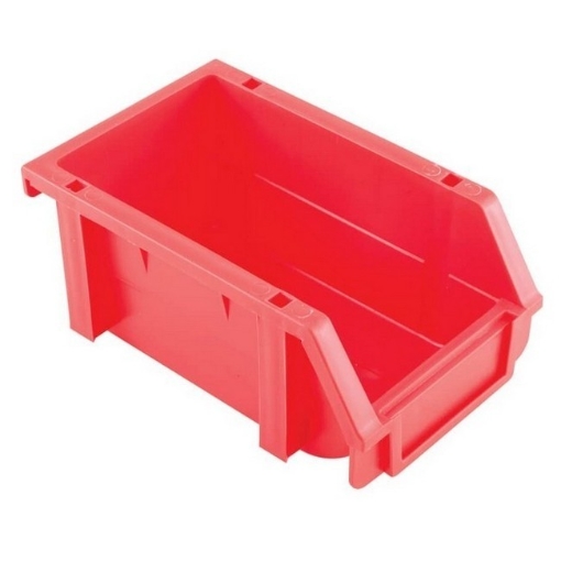 Supplywise louvre panel storage bin 100x160x74 mm similar to the Buco red interlocking stackable plastic louvre panel bin 100×160×74mm