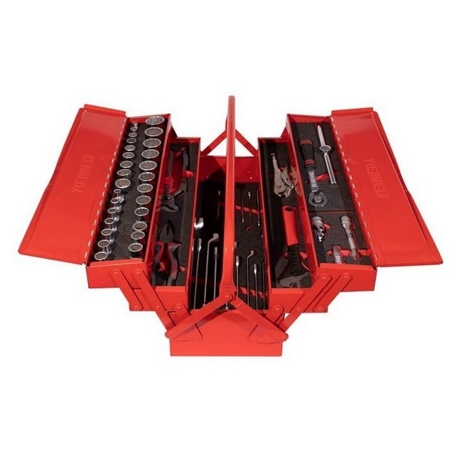 Supplywise 54-piece engineers tool kit similar to the Linvar 54-piece engineers tool kit in red steel cantilever box