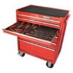 Supplywise heavy-duty 7-drawer roller tool cabinet similar to the Leroy Merlin red 7-drawer steel roller cabinet with 25-piece tool kit