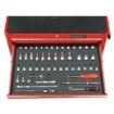 Supply Wise 50-piece roller tool cabinet for workshops similar to the Builders Warehouse red steel 50-piece roller tool cabinet with castors and locks.