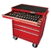 Supplywise 50-piece roller tool cabinet for workshops similar to the Builders Warehouse red steel 50-piece roller tool cabinet with castors and locks.