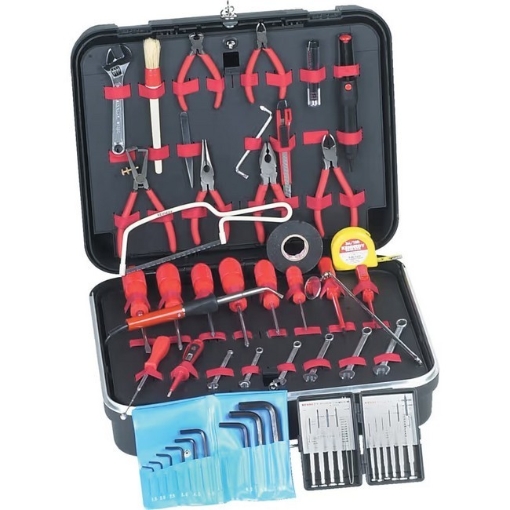 Supplywise 56-piece service engineer tool kit similar to the Castor And Ladder 56-piece service engineer toolkit in black case with mains tester