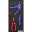 Supplywise electricians wiring tool set with foam inlay similar to the Buco 4-piece insulated electricians kit in black/red foam inlay with tester.