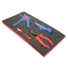Supply Wise electrician wiring tool kit with foam inlay similar to the Trojan Trolley 4-piece electricians wiring tool set in red and black foam inlay.