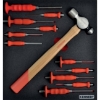 Supplywise engineer punch and hammer set with foam inlay similar to the Chamberlains 12-piece punch and hammer set in red/black foam inlay.