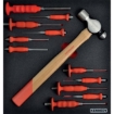Supplywise punch and hammer set with foam inlay for tool cabinets similar to the Cashbuild 12-piece hardened steel punch and hammer set in red/black foam inlay.