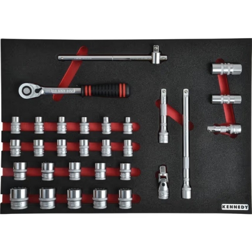 Supplywise 1/2-inch 30-piece metric socket set with foam inlay similar to the Cashbuild 30-piece 1/2" metric socket set with red foam inlay