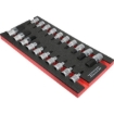 Supply Wise 20-piece engineers screwdriver bit socket set with foam inlay similar to the Cashbuild 20-piece chrome vanadium bit socket set with red foam inlay.
