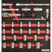 Supplywise 1/2in square drive metric socket set with foam inlay similar to the Mica 30-piece metric 1/2in socket set in red foam inlay, black case.