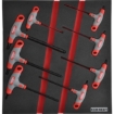 Supplywise 8 piece metric hex driver set with foam inlay similar to the Castor And Ladder 8-piece metric t-handle hex driver set in red and black foam inlay.