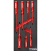 Supplywise insulated VDE screwdriver set with foam inlay for tool cabinets similar to the Trojan Trolley 7-piece insulated vde screwdriver set in red/black foam inlay.