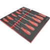 Supply Wise professional 12-piece screwdriver set with foam inlay for tool chests similar to the Linvar 12-piece screwdriver set with red foam inlay and ergonomic handles.