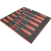 Supply Wise professional 12-piece screwdriver set with foam inlay for tool chests similar to the Linvar 12-piece screwdriver set with red foam inlay and ergonomic handles.