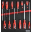 Supplywise professional 12-piece screwdriver set with foam inlay for tool chests similar to the Linvar 12-piece screwdriver set with red foam inlay and ergonomic handles.