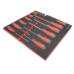 Supply Wise 12-piece screwdriver set with foam inlay for tool roller cabinets, similar to the Leroy Merlin 12-piece screwdriver set in black case with red foam inlay.