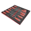 Supply Wise 12-piece torque screwdriver set with foam inlay similar to the Game 12-piece screwdriver set in red and black foam inlay for cabinets
