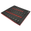 Supply Wise 16-piece ratcheting combination spanner set with foam inlay similar to the Game 16-piece ratchet spanner set in black and red foam inlay.