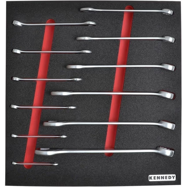 Supplywise 12-piece combination spanner set with foam inlay similar to the Buco 12-piece combination spanner set in black and red foam inlay.