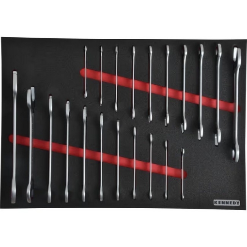 Supplywise 21-piece open-ended spanner set with foam inlay similar to the Trojan Trolley 21-piece open-ended spanner set with red foam inlay
