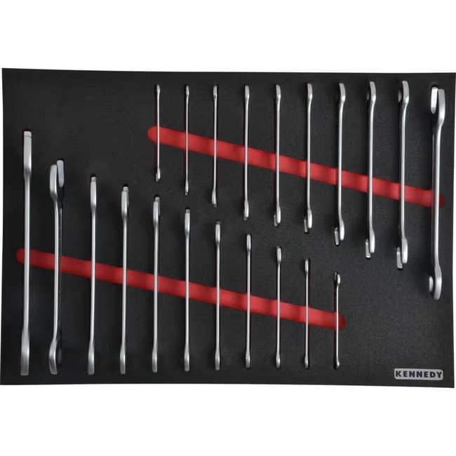 Supplywise 21-piece open-end spanner set with foam inlay similar to the Buco 21-piece af and metric open-end spanner set in red foam