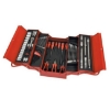 Supplywise 62-piece cantilever toolbox kit for industrial maintenance similar to the Mica red cantilever toolbox open displaying 62 steel tools.