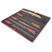 Supply Wise engineers file set with foam inlay similar to the Castor And Ladder 7-piece engineers file set in red-underlay foam inlay for tool chests.