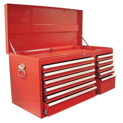 Supplywise heavy-duty 11-drawer steel tool chest similar to the Sa Ladder red 11-drawer steel tool chest on castors, 205kg capacity