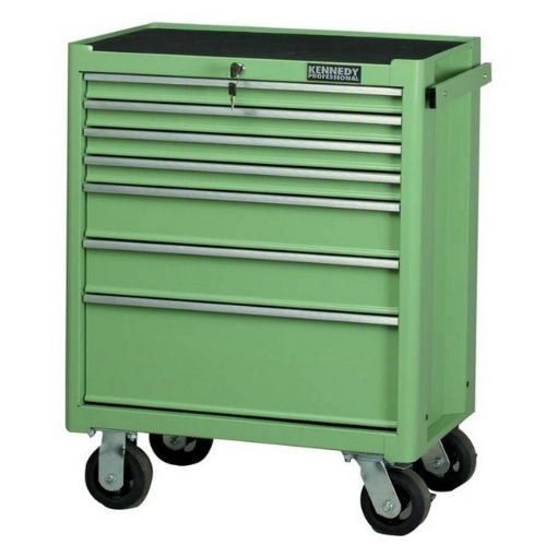 Supplywise heavy duty 7-drawer steel tool cabinet with casters similar to the Builders Warehouse lockable green 7-drawer steel cabinet on casters, 175kg capacity