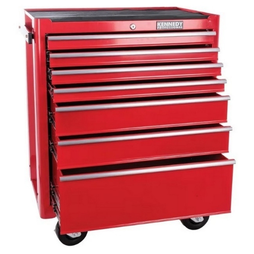 Supplywise 7-drawer heavy duty tool roller cabinet similar to the Linvar red steel 7-drawer lockable tool cabinet on castors.