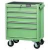 Supplywise heavy-duty 5-drawer steel roller cabinet for workshop similar to the Leroy Merlin green heavy-duty 5-drawer steel roller cabinet on castors.