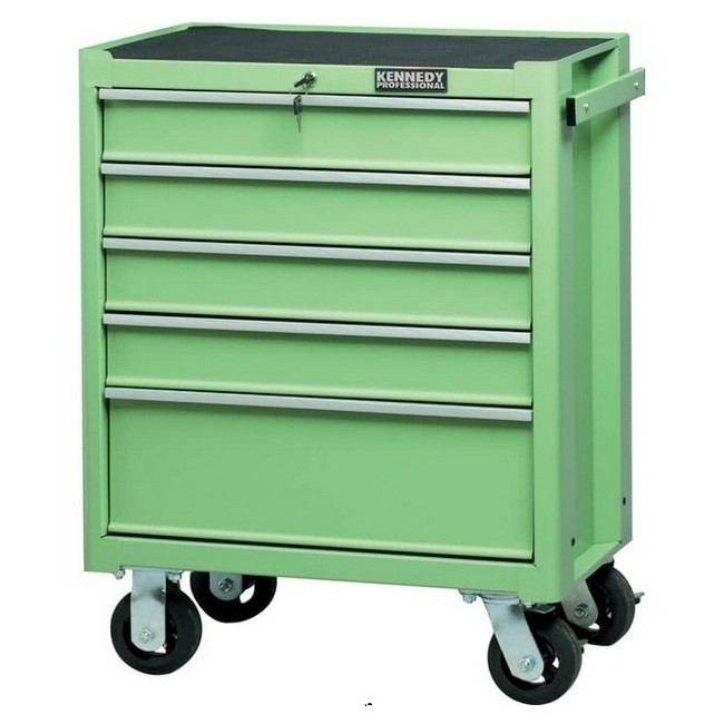 Supplywise heavy-duty 5-drawer steel roller cabinet for workshop similar to the Leroy Merlin green heavy-duty 5-drawer steel roller cabinet on castors.
